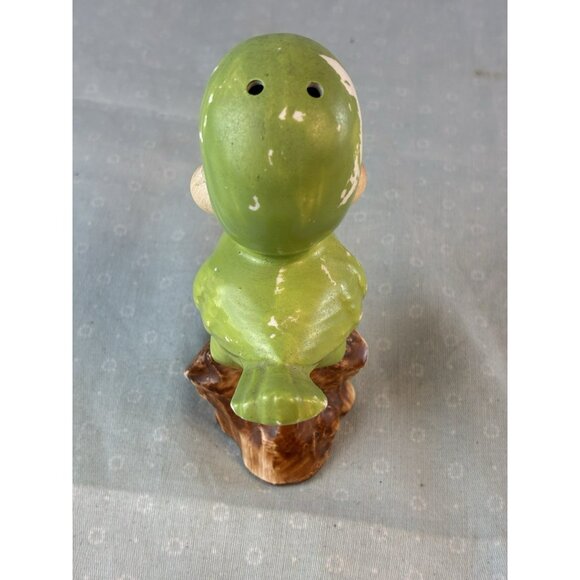 VTG Arnart Japan Budgie Bird Shaker Figurine Green w Red Bow Porcelain Collector - Picture 6 of 8